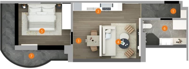 Thiết kế 1PN 46m²